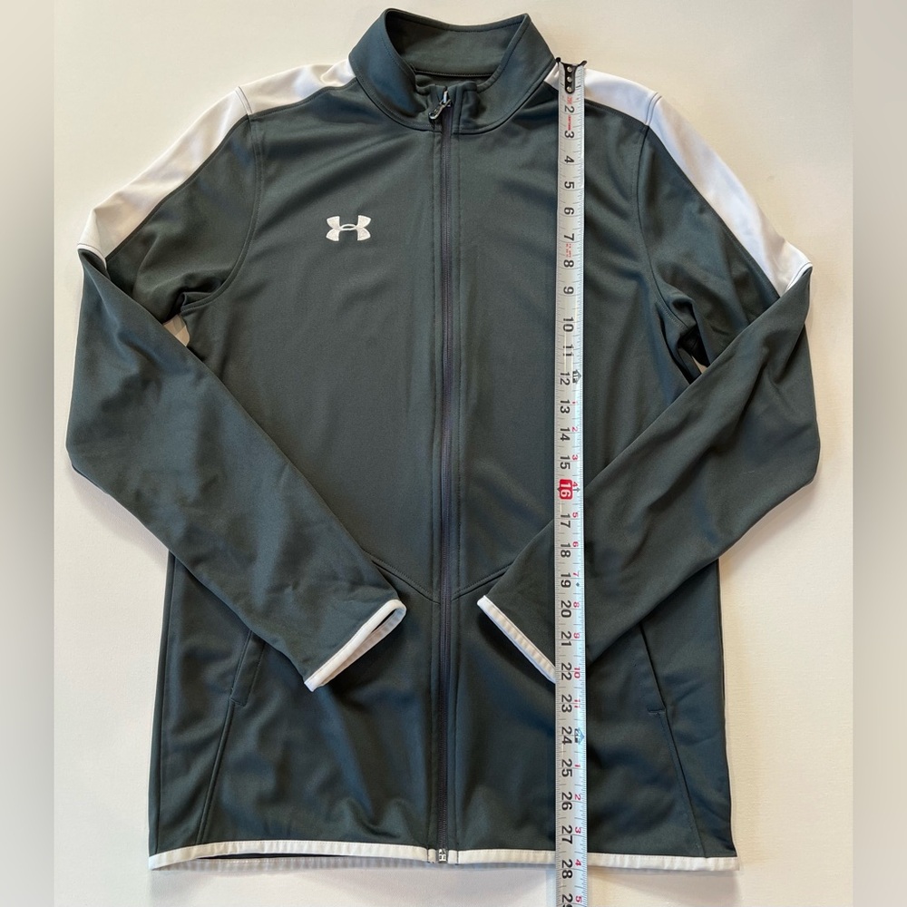 Under Armour RIVAL Relaxed Fit Gray and White Zip-Up Jacket - Picture 5 of 13